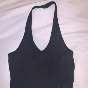 Black ribbed halter top size large
